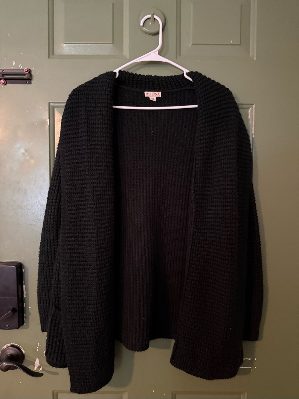 Merona Black Open-Front Waffle Cardigan Sweater